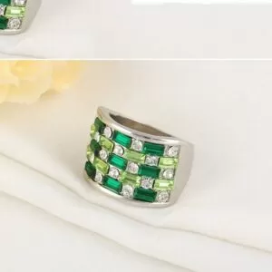 Austrian Crystals Green Square Ring