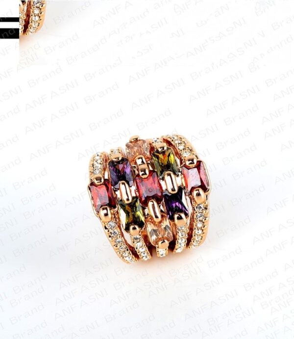 Colorful Zircon Ring Real 18K Gold Plated Multi-layer Engagement Ring - Image 3