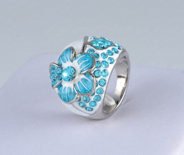 Austrian Crystal Rings Real Platinum Plated Flower Fingerring - Image 6