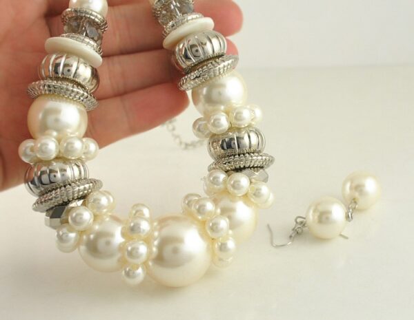 Pearl Beads Necklace & Earings Set - Image 6