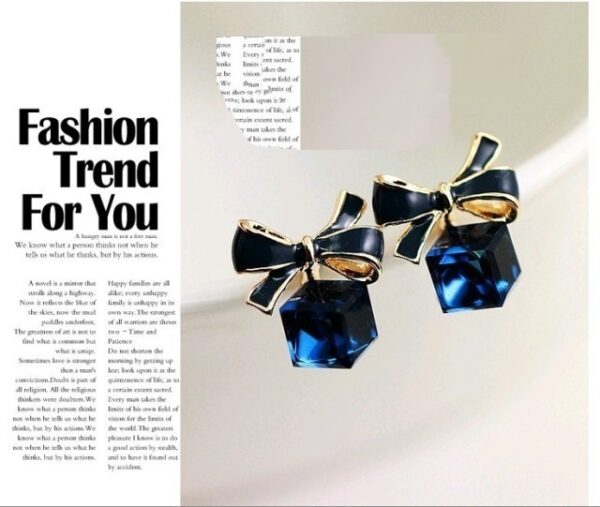 Elegant Charm Star Temperament Blue Pendant Bow Earrings Dangle earrings - Image 2