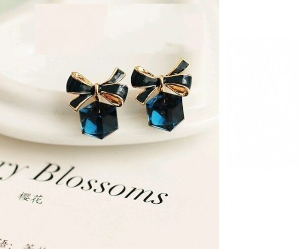 Elegant Charm Star Temperament Blue Pendant Bow Earrings Dangle earrings - Image 3