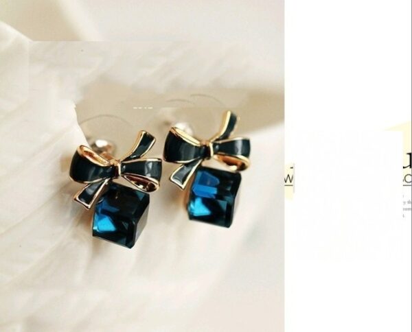 Elegant Charm Star Temperament Blue Pendant Bow Earrings Dangle earrings - Image 4