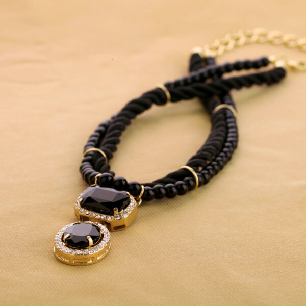 Hand Woven Rope Short Design Crystal Pendant Necklace - Image 6