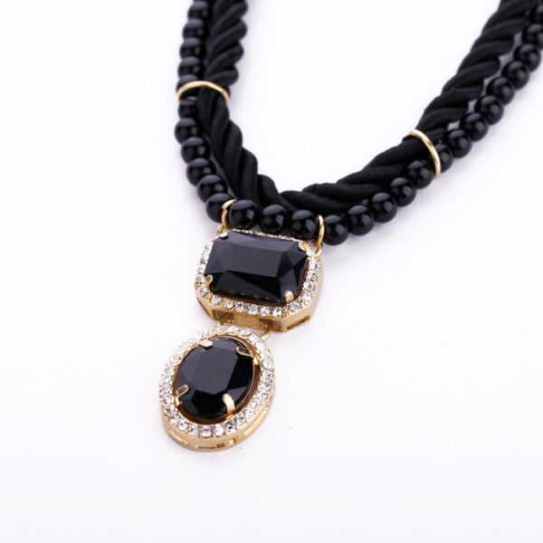 Hand Woven Rope Short Design Crystal Pendant Necklace - Image 7