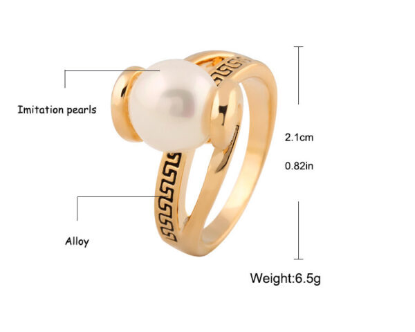 Vintage Luxurious Personality Big Pearl Plated 18K Gold Plated Ring - Image 2
