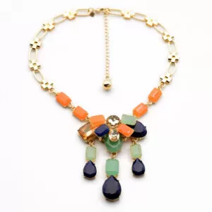 New Design Fashion Antique Elegant Resin Stone Plant Pendant Necklace