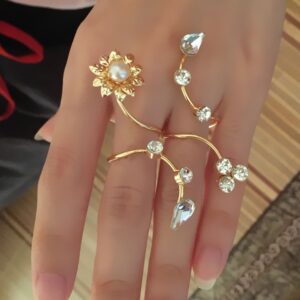 Crystal Double Finger Ring