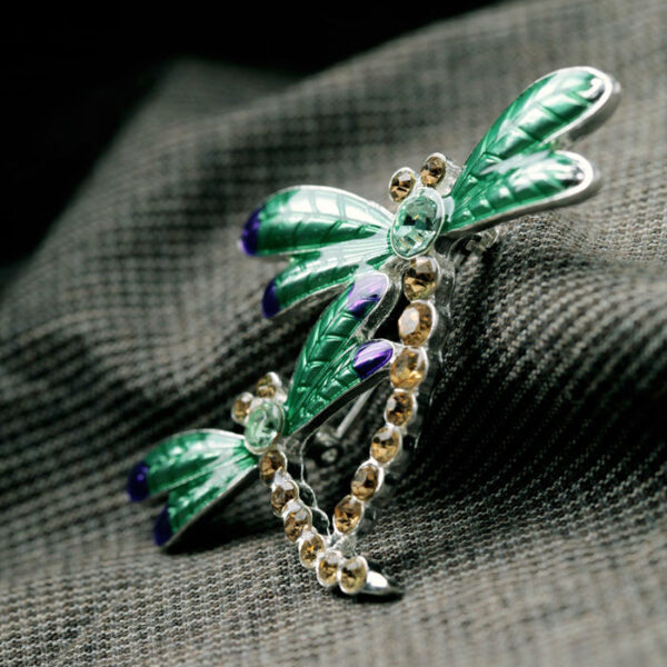 Emerald Dragonfly Insect  Brooch - Image 6