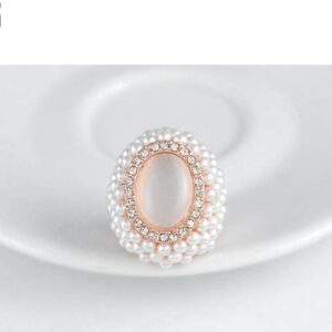 Luxury Quality Pearl Ring 18K Rose Gold/Platinum Plated Genuine Austrian Crystal SWA Elements Princess Ring