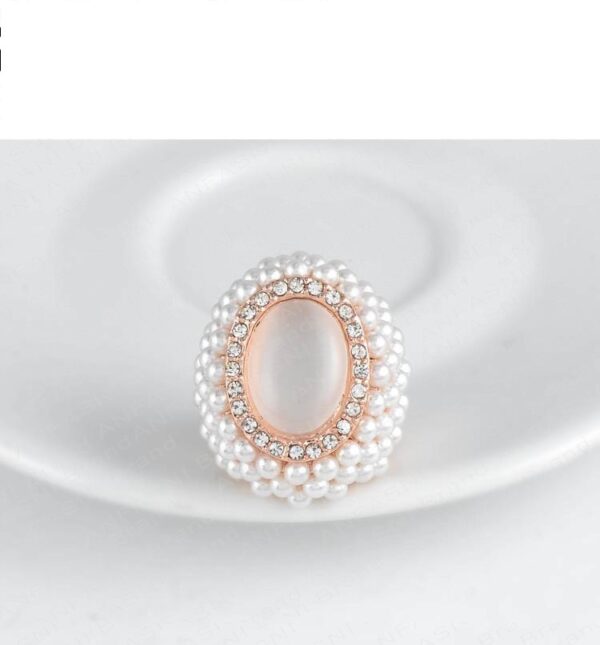 Luxury Quality Pearl Ring 18K Rose Gold/Platinum Plated Genuine Austrian Crystal SWA Elements Princess Ring