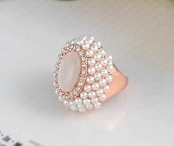 Luxury Quality Pearl Ring 18K Rose Gold/Platinum Plated Genuine Austrian Crystal SWA Elements Princess Ring - Image 3