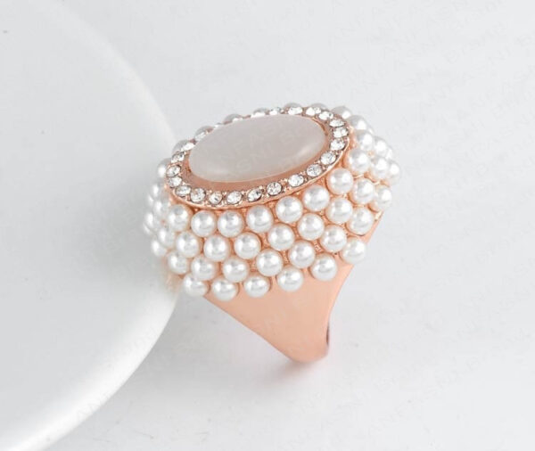 Luxury Quality Pearl Ring 18K Rose Gold/Platinum Plated Genuine Austrian Crystal SWA Elements Princess Ring - Image 5