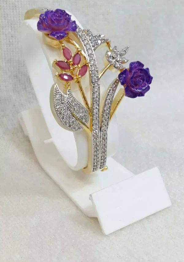 Gorgeous Gold Plated Purple Rose Bracelet
