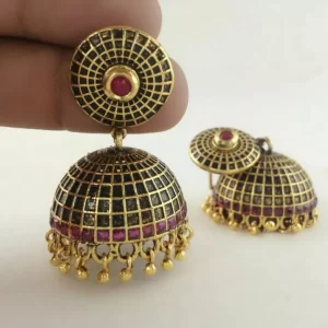 Black Magic Jhumka with Pink Border