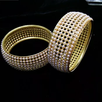 Majestic Moti Gold Plated Bangles