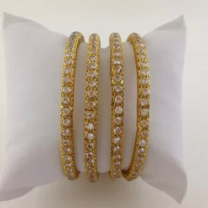 Sparkling White Stone Bangles Set