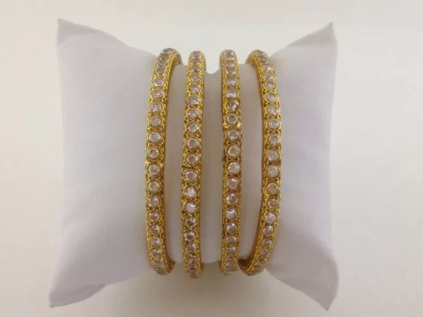 Sparkling White Stone Bangles Set